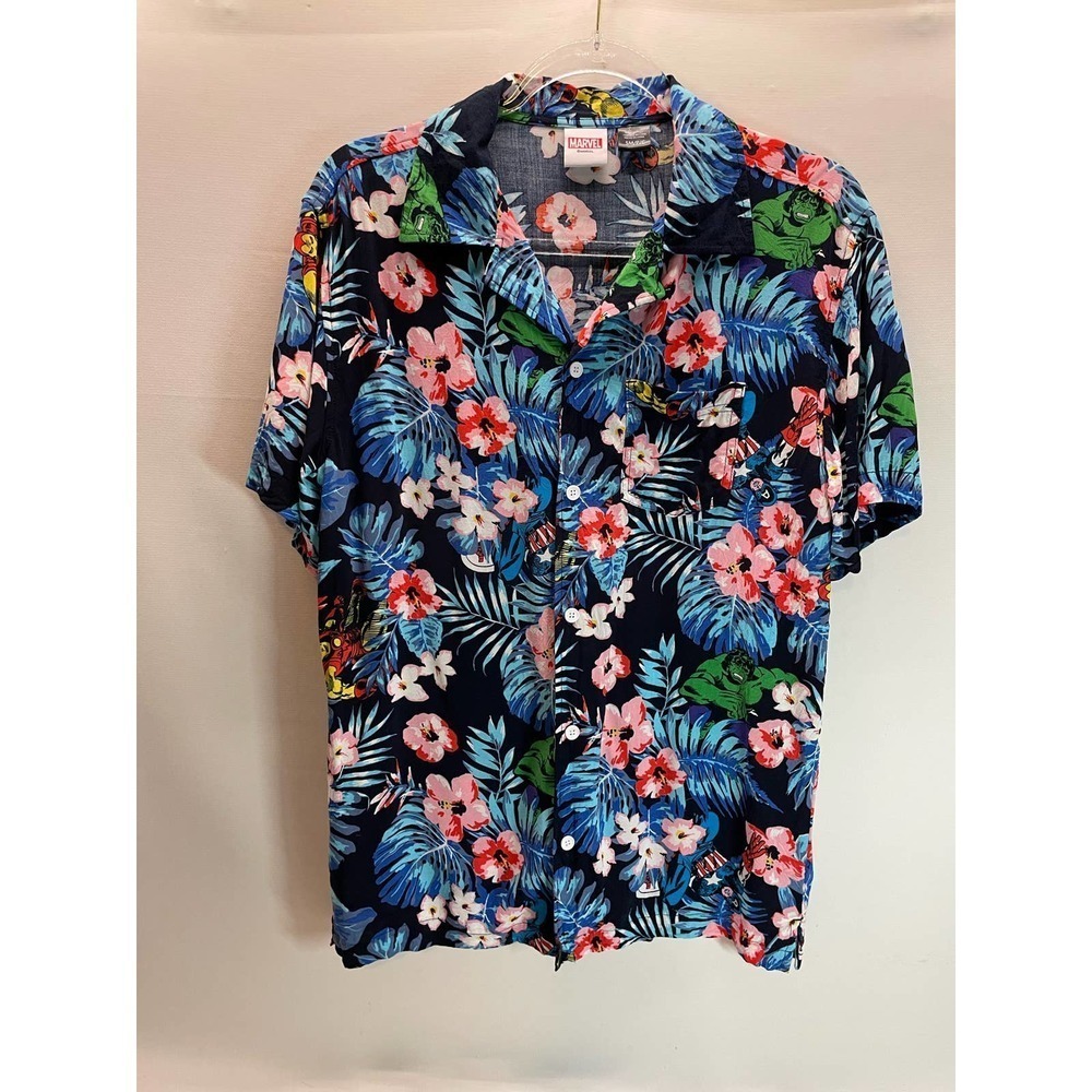 Marvel Hawaiian Short Sleeve Tropical Button Down Short Sleeve Men's Size Small